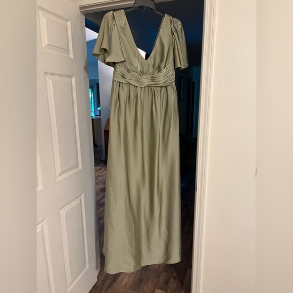 pale pistachio bridesmaid dresses Ruched Sheath Chiffon Bridesmaid Dress in Pale Pistachio, Pale Pistachio / 12